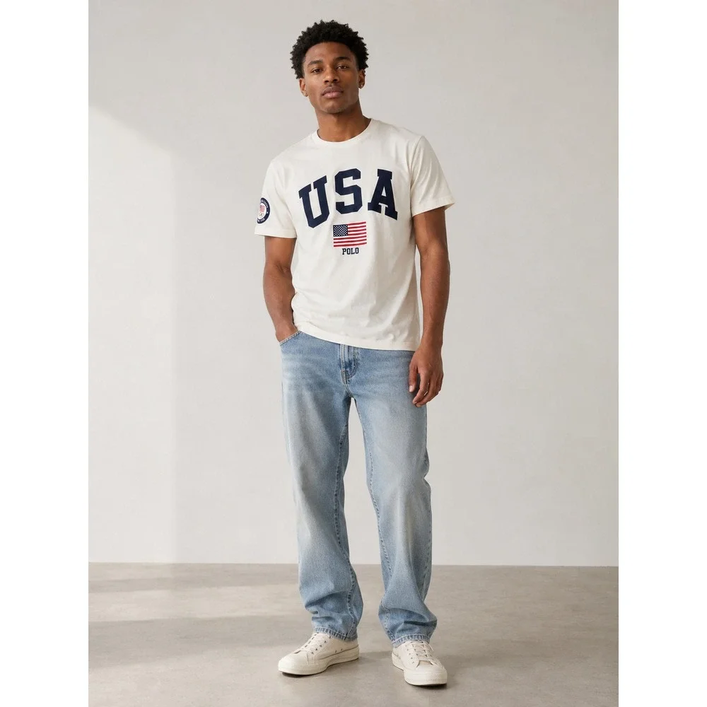 Polo by Ralph Lauren Regular Fit Men's Graphic T-shirt White Cotton Size XL